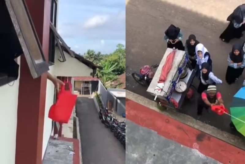 Viral Lifehack Jajan Ala Siswa SMA Pakai Tali dan Kantong Biar Tak Perlu Turun dari Kelas