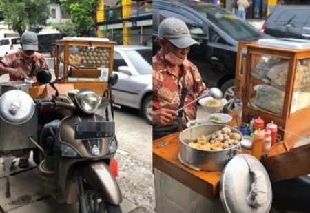 Keren Pedagang Bakso Keliling ini Jualan Pakai Vespa Matic Netizen Dibikin Salfok