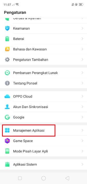 Manajemen Aplikasi Oppo