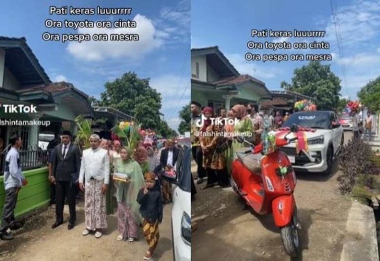 Netizen Heboh Pengantin Pria di Pati Beri Seserahan Pernikahan Mobil dan Vespa
