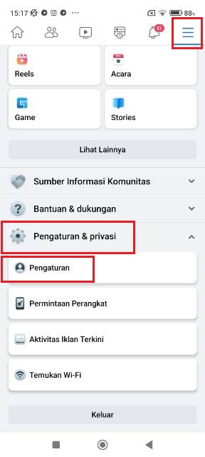 Pengaturan Facebook