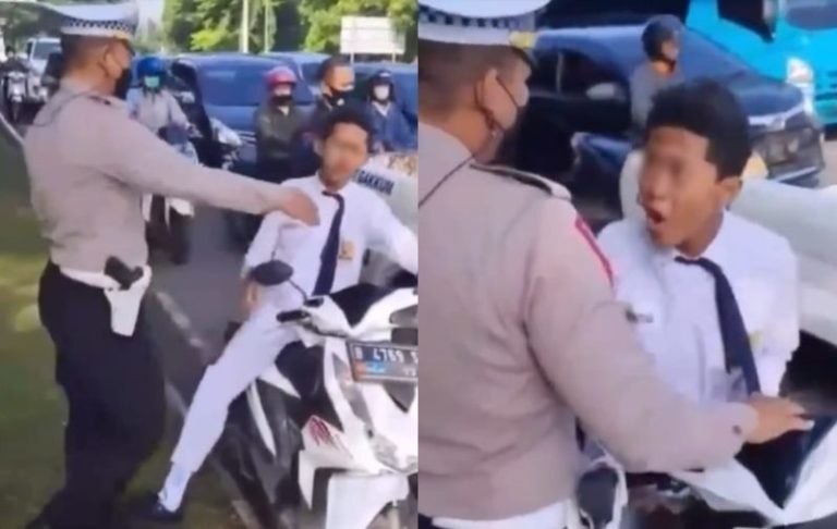 Tak Pakai Helm Siswa SMP di Sidoarjo Malah Ngamuk dan Mengumpat Polisi Saat Ditegur