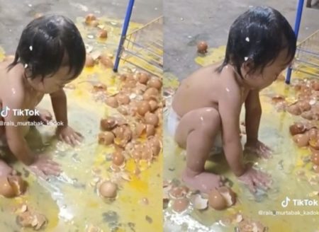 VIRAL Anak Kecil Santuy Mandi dengan Ratusan Telur Sang Ibu Auto Syok