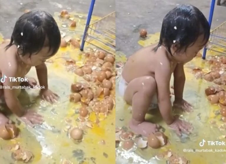 VIRAL Anak Kecil Santuy Mandi dengan Ratusan Telur Sang Ibu Auto Syok