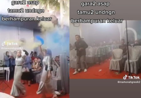 Aksi Bridesmaid Masuk Lokasi Resepsi Sambil Bawa Bom Asap Tamu Undangan Auto Bubar