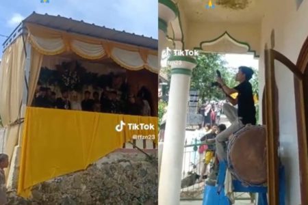 Totalitas Fotografer Sampai Naik ke Bedug Demi Memotret Pengantin Lokasi Pelaminan Jadi Sorotan