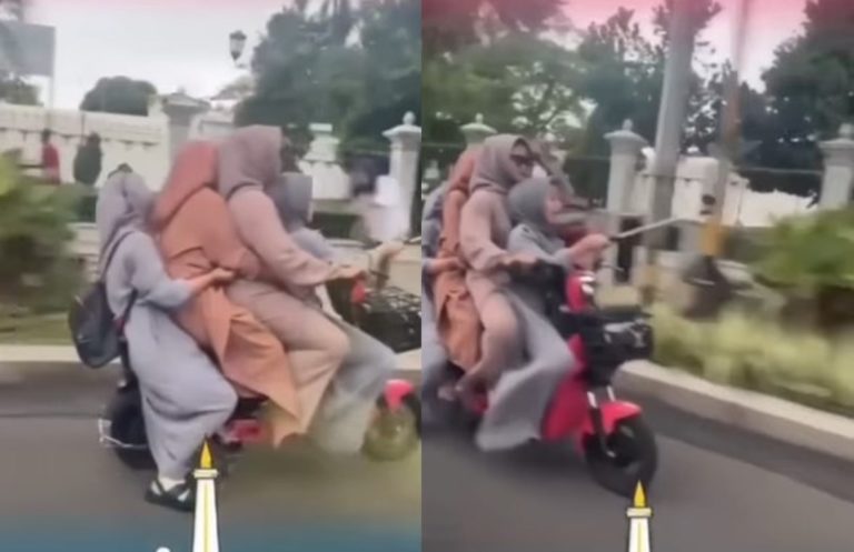 Viral Aksi Nekat Para Ukhti Naik Skuter Bonceng Empat Auto Bikin Keder