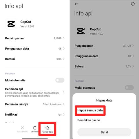Hapus data di Xiaomi