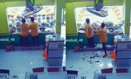 Pegawai Syok Etalase di Rumah Makan Padang Mendadak Pecah Piring piring Auto Ambyar