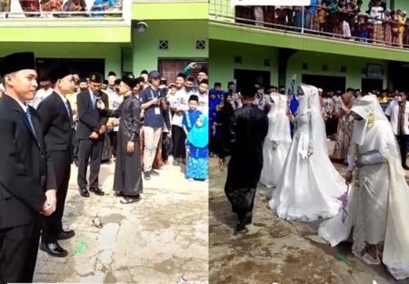 VIRAL Momen Perjodohan dan Pernikahan Massal 10 Pasang Santri di Ponpes Ciamis