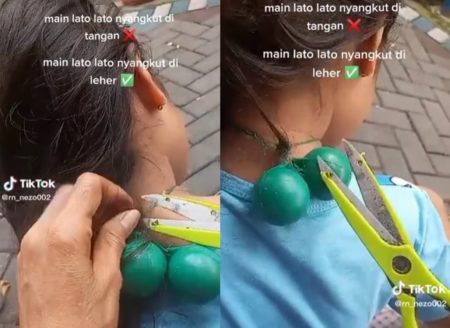 Waduh Lato lato Nyangkut di Leher Bocah ini Auto Disemprot Emaknya