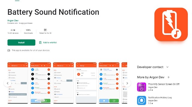 Battery sound notification на русском языке