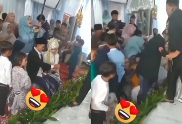 Duh Momen Saweran di Nikahan Berakhir Ricuh Pengantin Sampai Jatuh dan Tertimpa Tamu