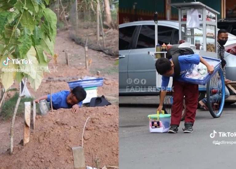 Momen Bocah Penjual Kue Menangis di Makam Ayah Tetap Semangat Jualan Meski Sepatu Jebol