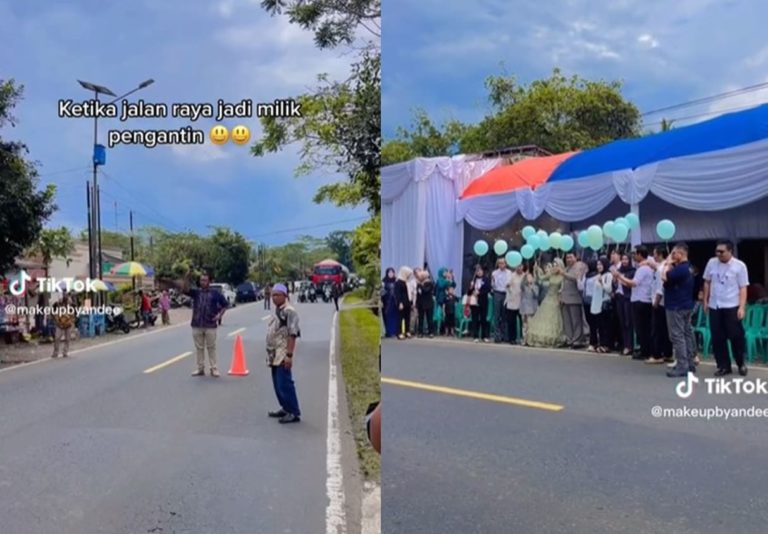 Momen Prosesi Lepas Balon Pernikahan di Pinggir Jalan Raya Pengendara Sampai Disuruh Berhenti