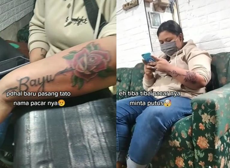 Sedih Cewek ini Diputuskan Sang Pacar Padahal Baru Bikin Tato Namanya di Tangan