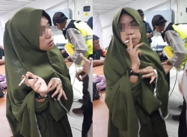 Terciduk Copet di Masjid Al Jabbar yang Nyamar Jadi Ukhti Santai Ngerokok Saat Ditangkap