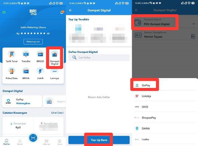 Cara Top Up Gopay Lewat Aplikasi BRImo