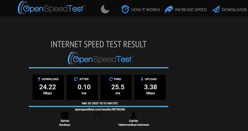 Tes kecepatan terbuka