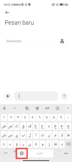 Perubahan bahasa di keyboard