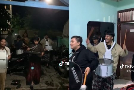 Terniat Para Pemuda Bangunkan Sahur Temannya Pakai Drum Band Sampai Masuk Kamar