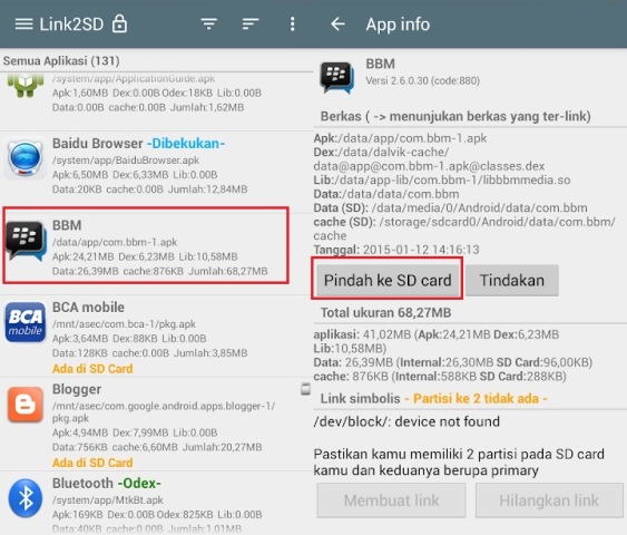 Aplikasi Link2SD Aplikasi Link2SD