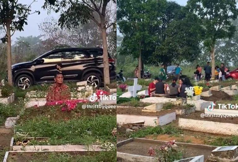 Sedih Ziarah ke Makam Sendirian Bapak ini Termenung Lihat yang Lain Bareng Keluarga