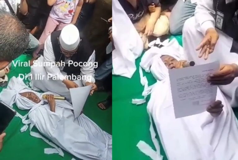 VIRAL Pria di Palembang Lakukan Sumpah Pocong Usai Dituduh Cabuli Anak 5 Tahun