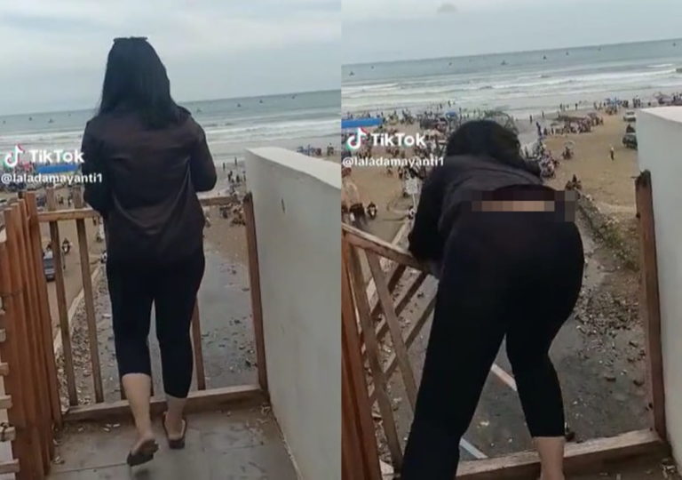 VIRAL Wanita Nyaris Jatuh dari Menara Pantai Bagedur Gegara Pagar Pembatas Rapuh