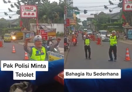 Full Senyum! 2 Polisi Auto Joget dengar Klakson Telolet Saat Atur Lalu Lintas