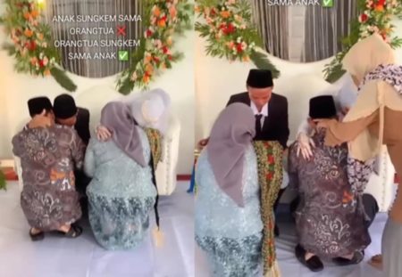 VIRAL Momen Orang Tua Sungkeman ke Pengantin, Netter Lho Nggak Kebalik