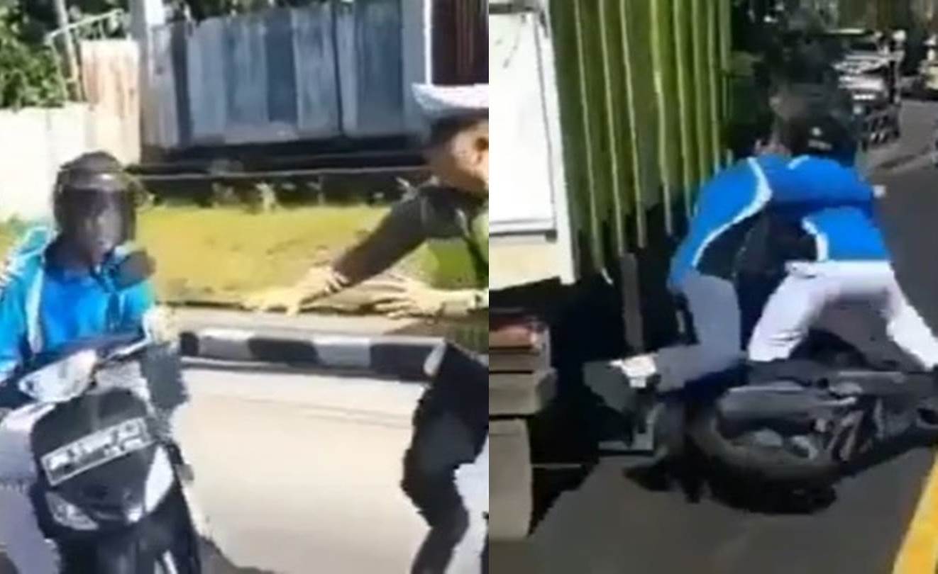 Apes! Niat Hindari Razia Polisi, 2 Pelajar Berakhir Terserempet Truk