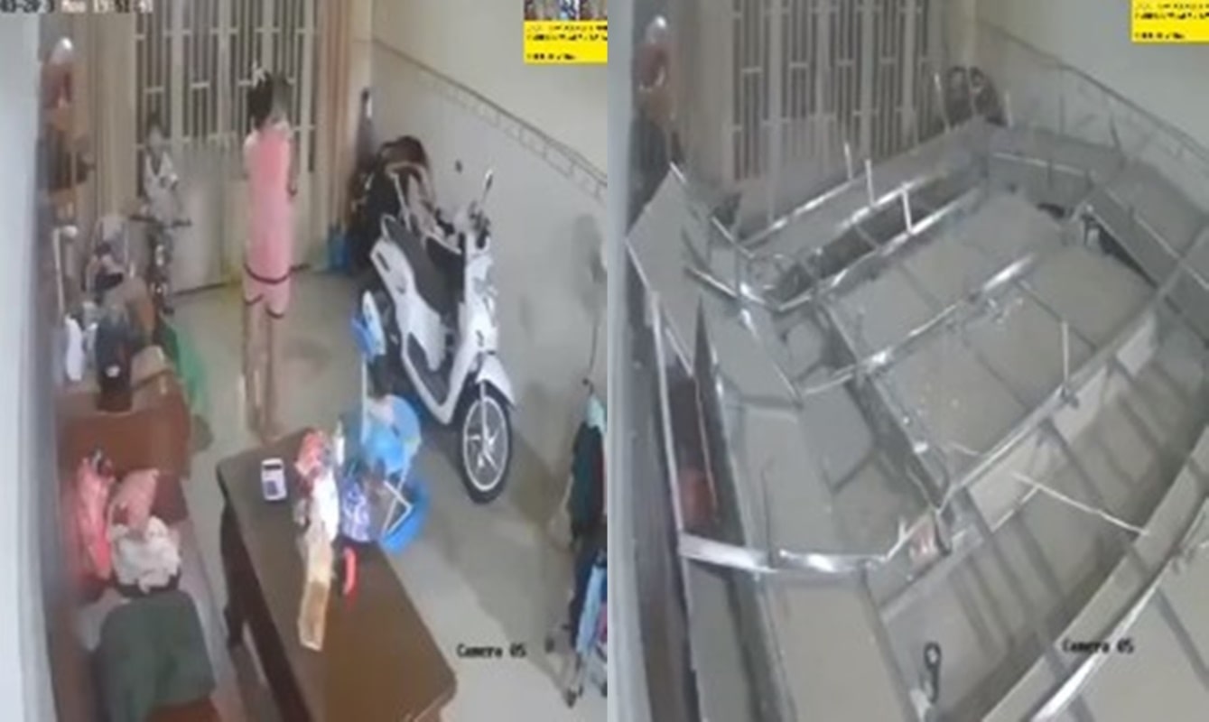 Detik detik Plafon Ambruk Nyaris Timpa 4 Anak dan Ibunya, Untung Gercep!