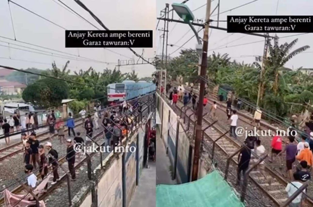 Meresahkan! Kereta Sampai Berhenti Gegara 2 Kelompok Remaja Tawuran di Rel