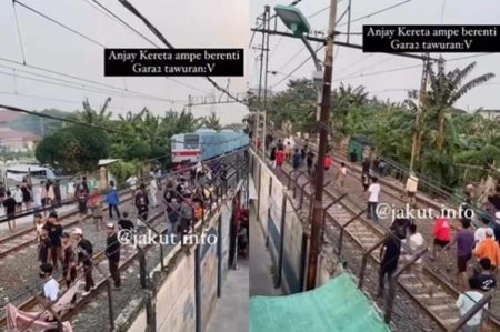 Meresahkan! Kereta Sampai Berhenti Gegara 2 Kelompok Remaja Tawuran di Rel