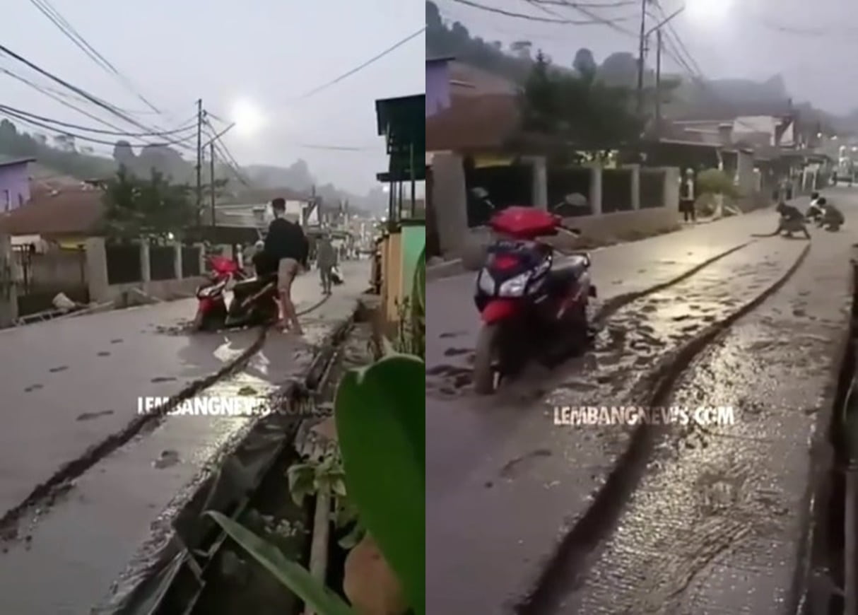 Ngeselin! Pengendara Motor Maksa Terobos Jalan Baru Dicor, Warga Auto Murka
