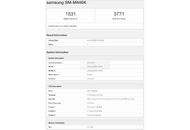 Samsung SM M446K Geekbench