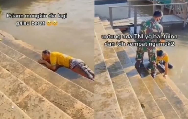 Seorang Pria Menangis Histeris di Pinggir Sungai