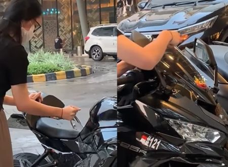 VIRAL Aksi Wanita Rusak Motor Ninja ZX 25 R Pakai Pisau, Ternyata Karena ini