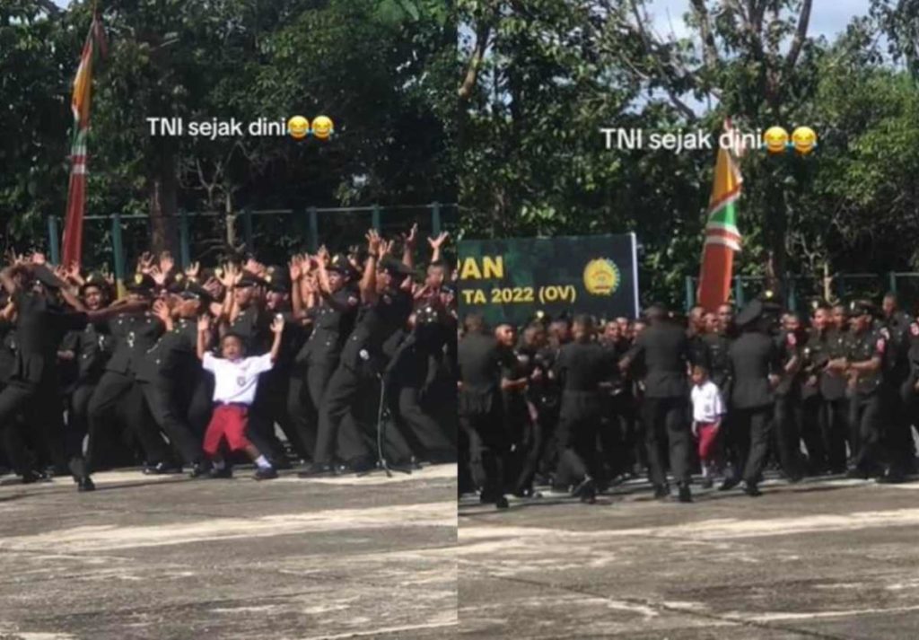 VIRAL Momen Bocah SD Lari Ikut Yel yel Bareng Anggota TNI, Jiwa TNI Sejak Dini!