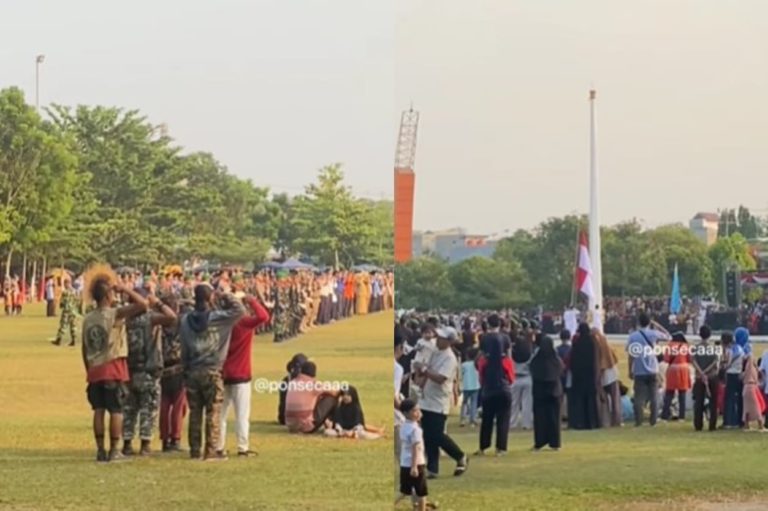 Respect! Anak Punk Ikut Upacara Penurunan Bendera HUT ke 78 RI dengan Khidmat