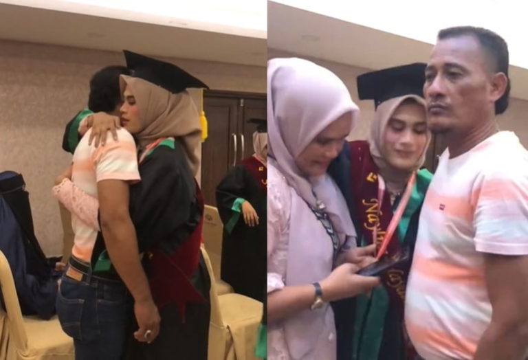 VIRAL Ekspresi Dingin Ayah Tahan Tangis di Wisuda Anaknya, Bikin Ikut Melow