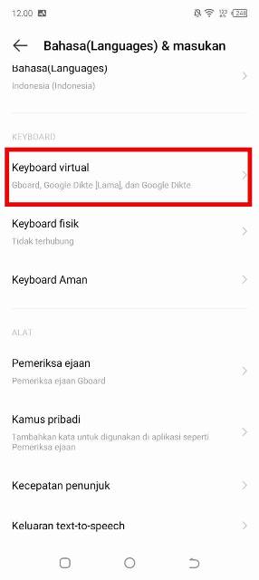 Pilih Keyboard Virtual