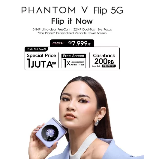 Harga Tecno Phantom V Flip 5G di Indonesia