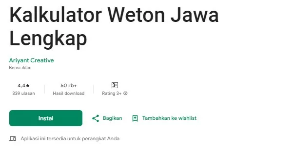 Kalkulator Weton Jawa Lengkap
