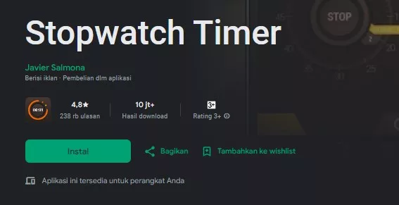 Stopwatch Timer - Aplikasi hitung mundur jam