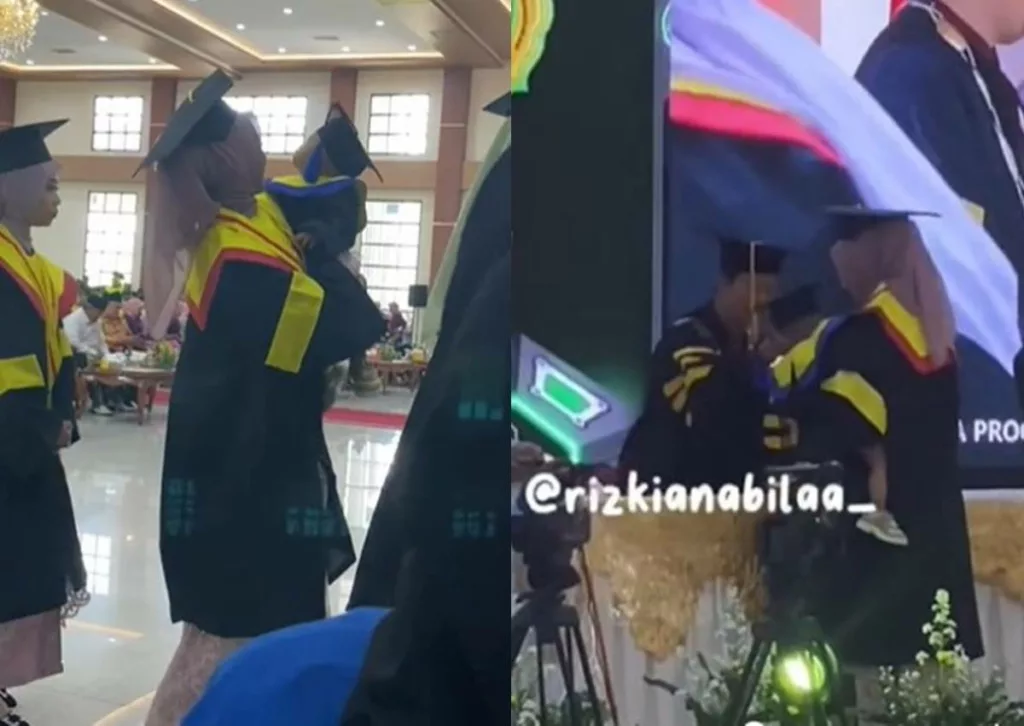 VIRAL Momen Wanita Wisuda Sambil Gendong Anak, Emang Boleh Segemes ini