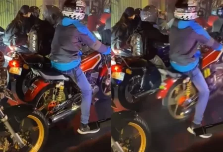 Pengendara Gegayaan Geber Motor di Lampu Merah, Endingnya Malah Malu maluin