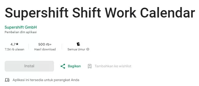 Supershift Shift Work Calendar - aplikasi jadwal shift