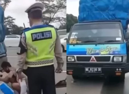 Waduh! Sopir Pikap Berakhir Ditilang Polisi Saat Bantu Mobil Lain Mogok di Tol